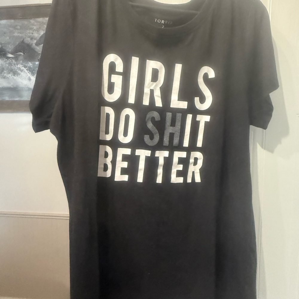 Torrid Black Tee with Bold White Text